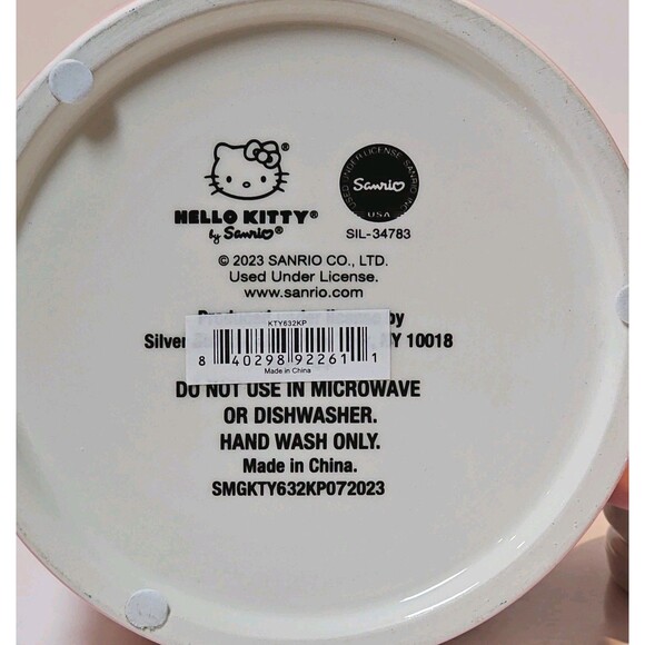 Hello Kitty Pink/White Stripe Canister Cookie Jar 8.5” NEW HTF Rare Sanrio - Picture 7 of 7